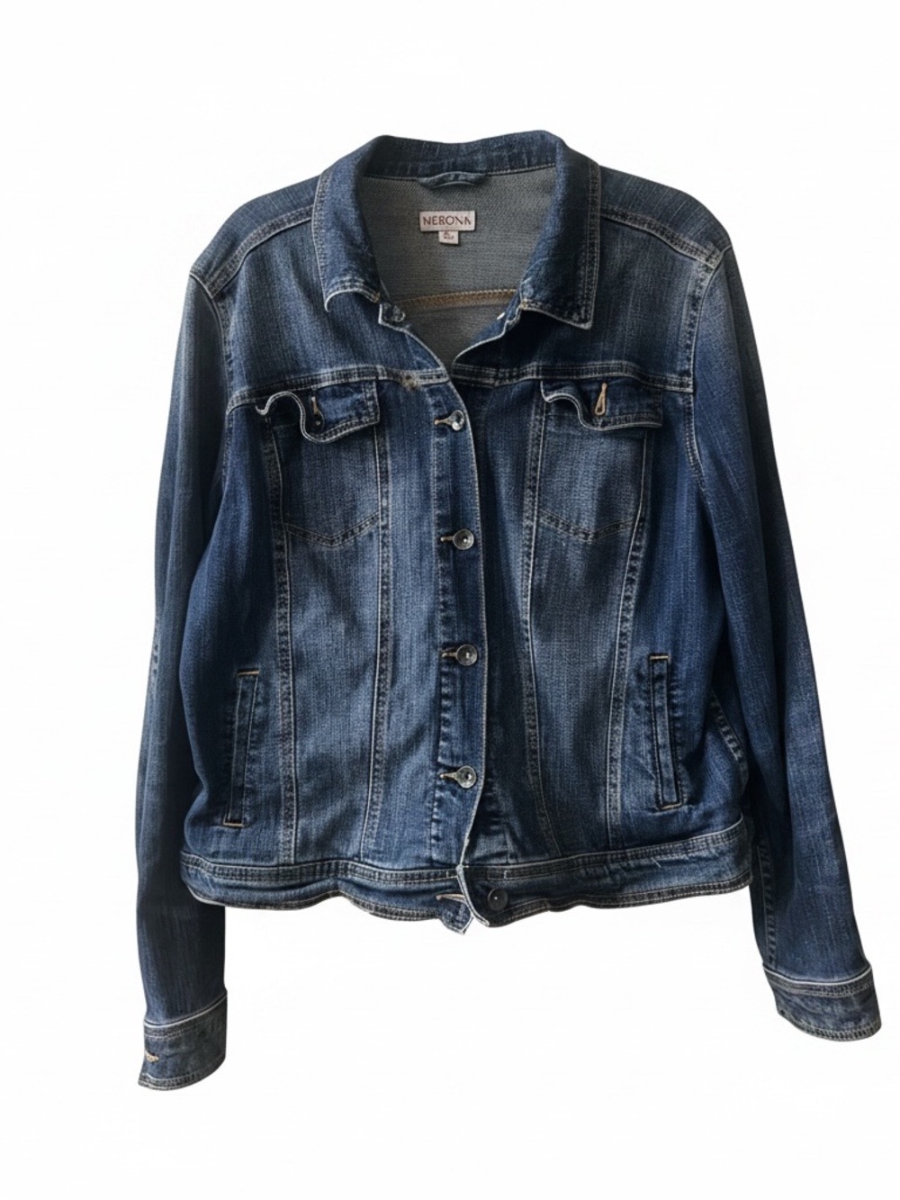Merona Denim Jacket Sz XXL Dark Wash “Lived In” Look